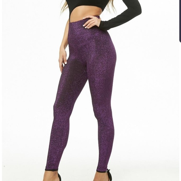 Forever 21 Pants - Forever 21•Purple shimmer leggings •NWT •S +Bundle